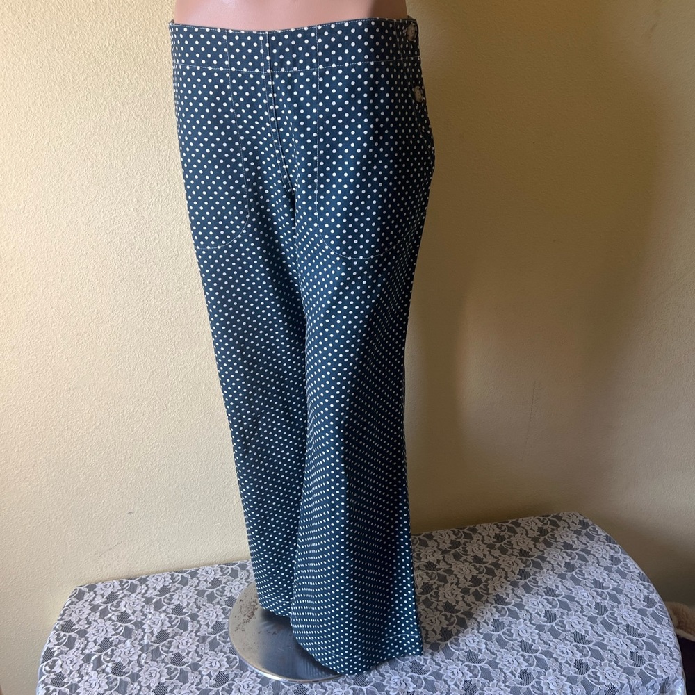 Women's Boot Cut Jeans - Navy Polka Dot